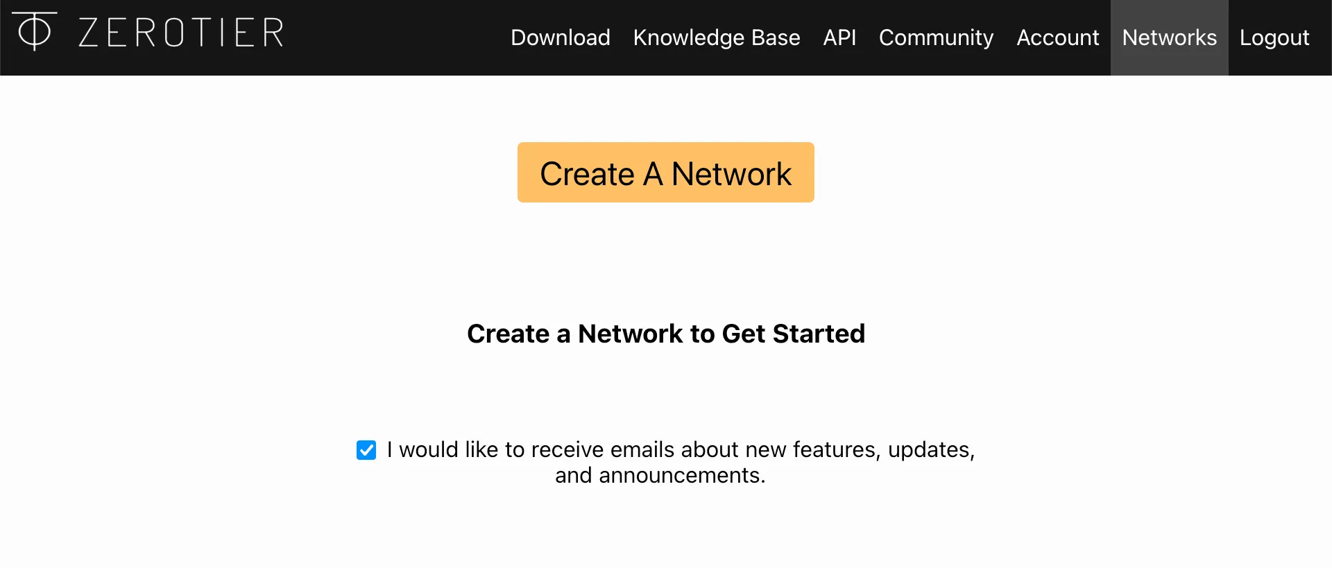 Create a network in ZeroTier Central